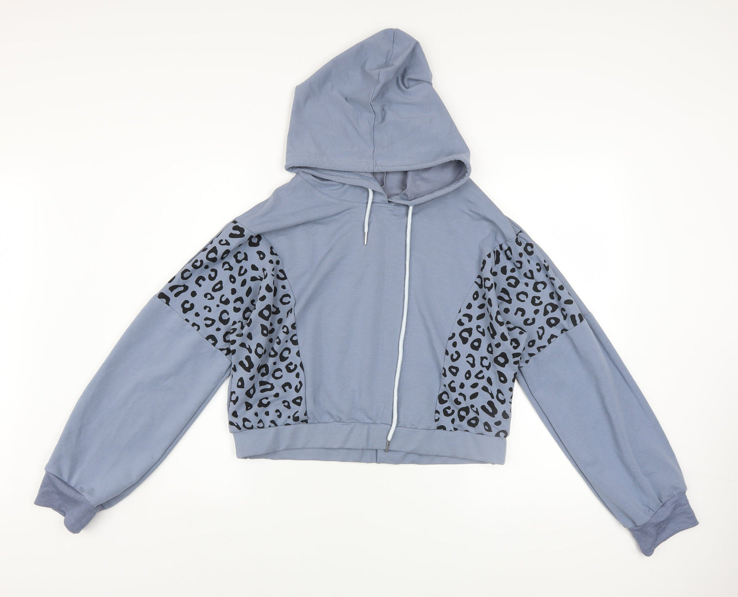 Pink Vanilla Women Blue Animal Print Pullover Hoodie UK L