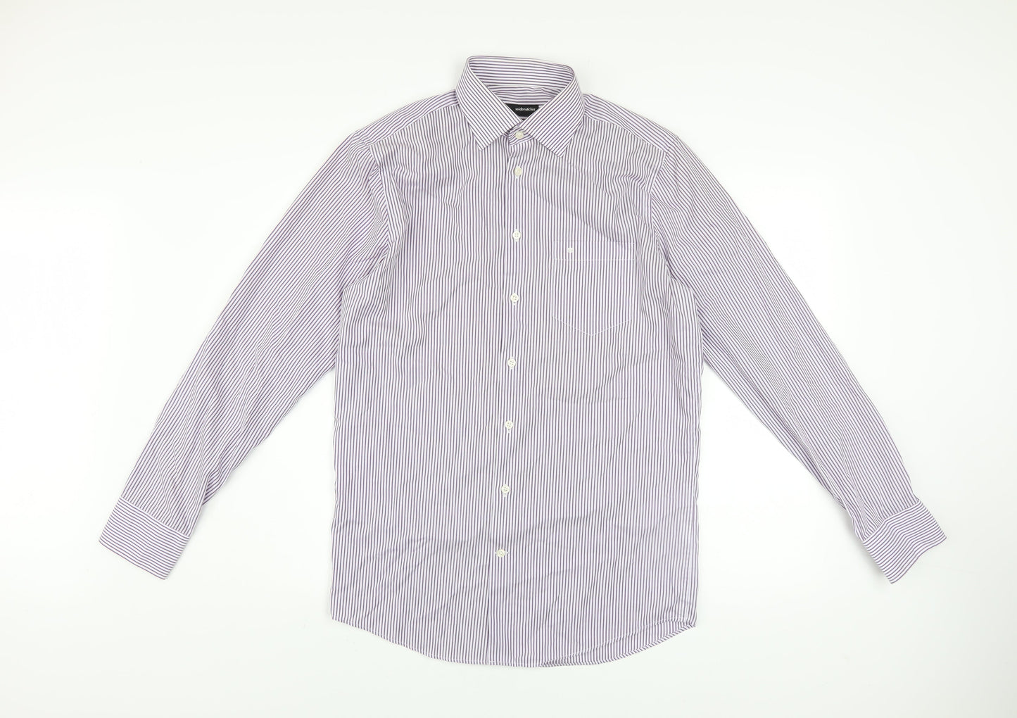 Seidensticker Men Purple Striped Slim Fit Long Sleeve Cotton Shirt 15in