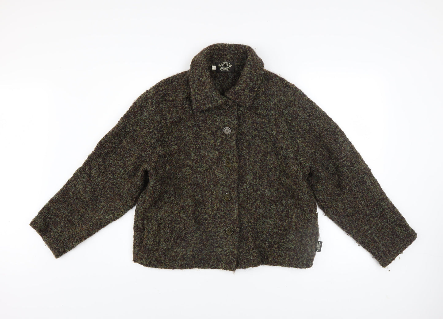 Baileys Womens Brown Wool Tweed Button Jacket Size M Vintage