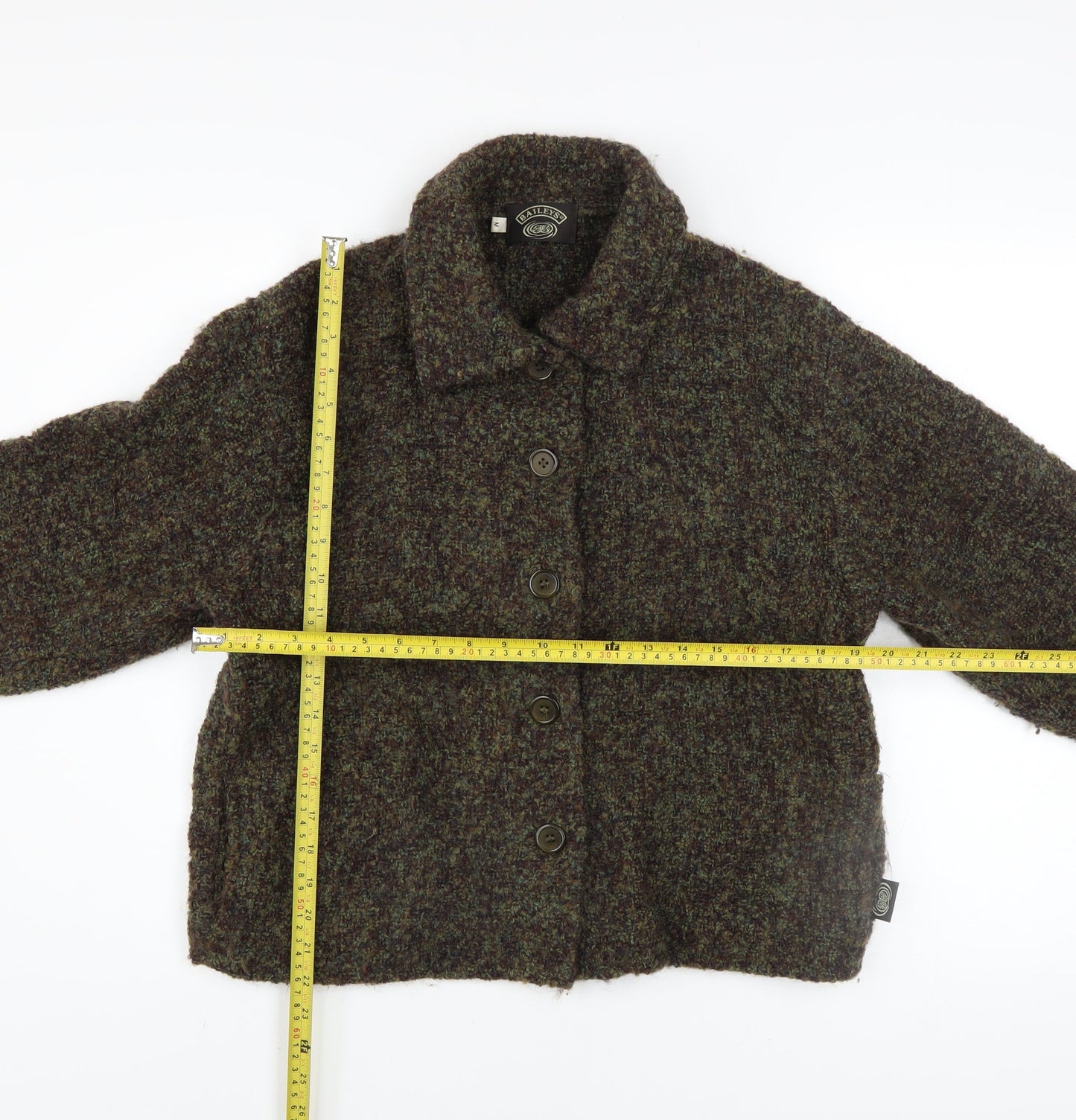 Baileys Womens Brown Wool Tweed Button Jacket Size M Vintage