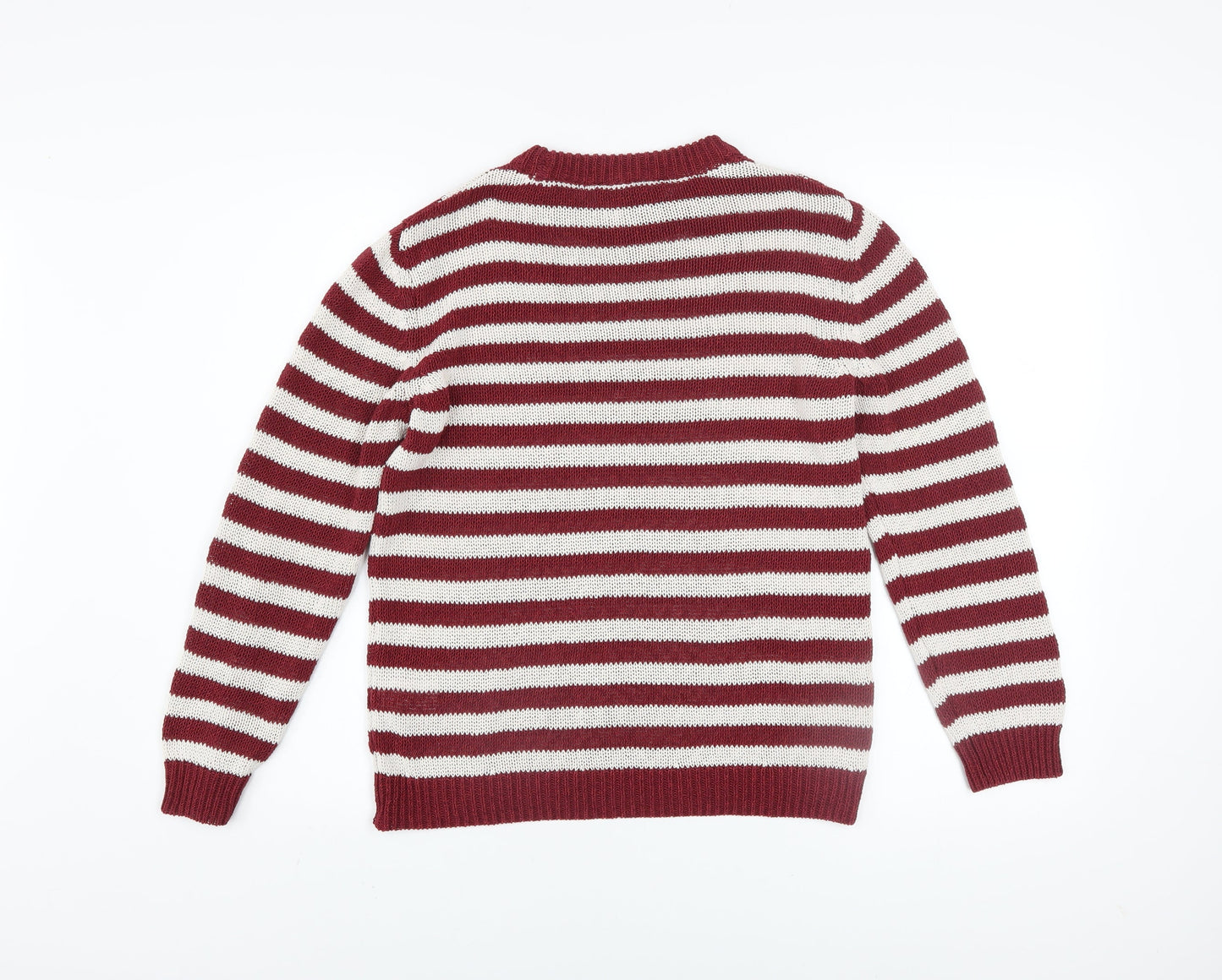 Zara Men Red White Striped Knit Pullover Jumper Size S