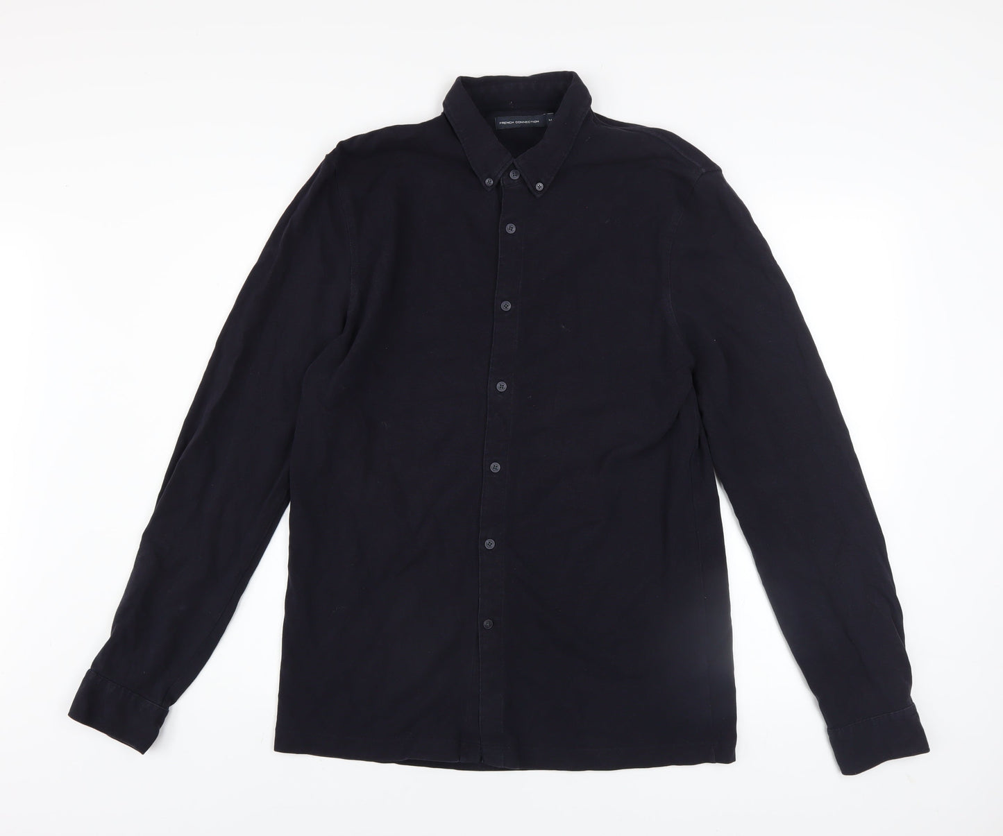French Connection Men's Black Cotton Long Sleeve Button-Up Shirt M