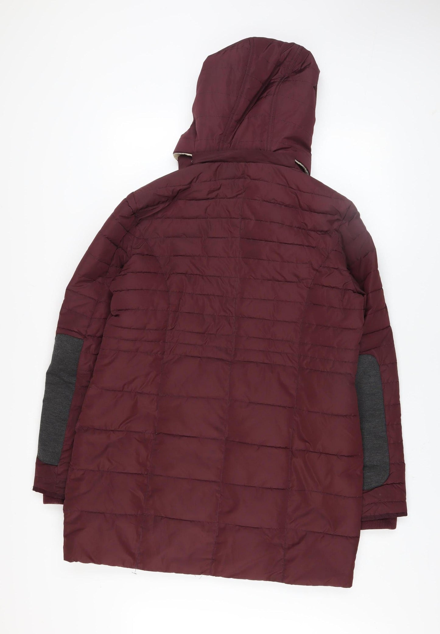 Soya Concept Women’s Red Hooded Puffer Jacket Size M Full Zip Mid-Length