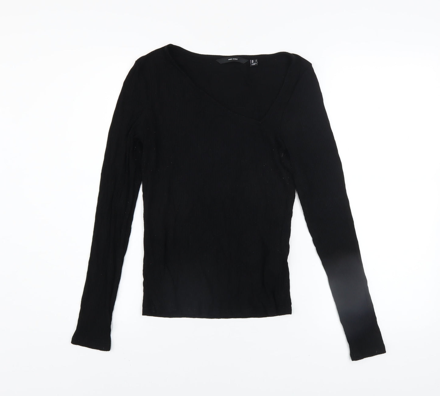 Vero Moda Women’s Black Viscose Long Sleeve V-Neck Slim Top S