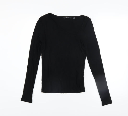 Vero Moda Women’s Black Viscose Long Sleeve V-Neck Slim Top S