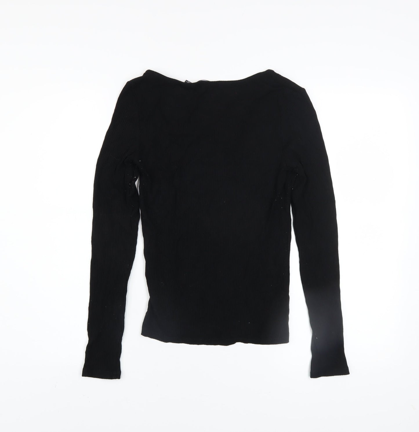 Vero Moda Women’s Black Viscose Long Sleeve V-Neck Slim Top S