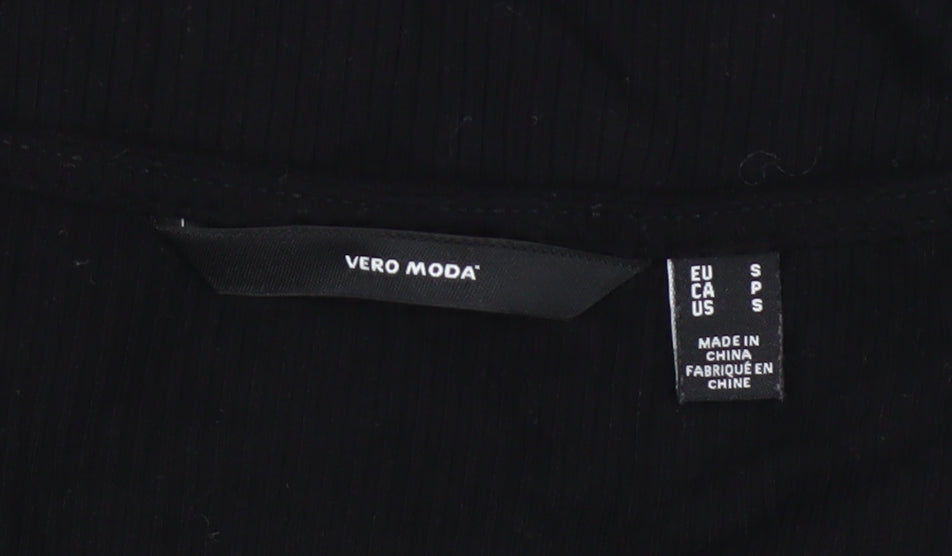 Vero Moda Women’s Black Viscose Long Sleeve V-Neck Slim Top S