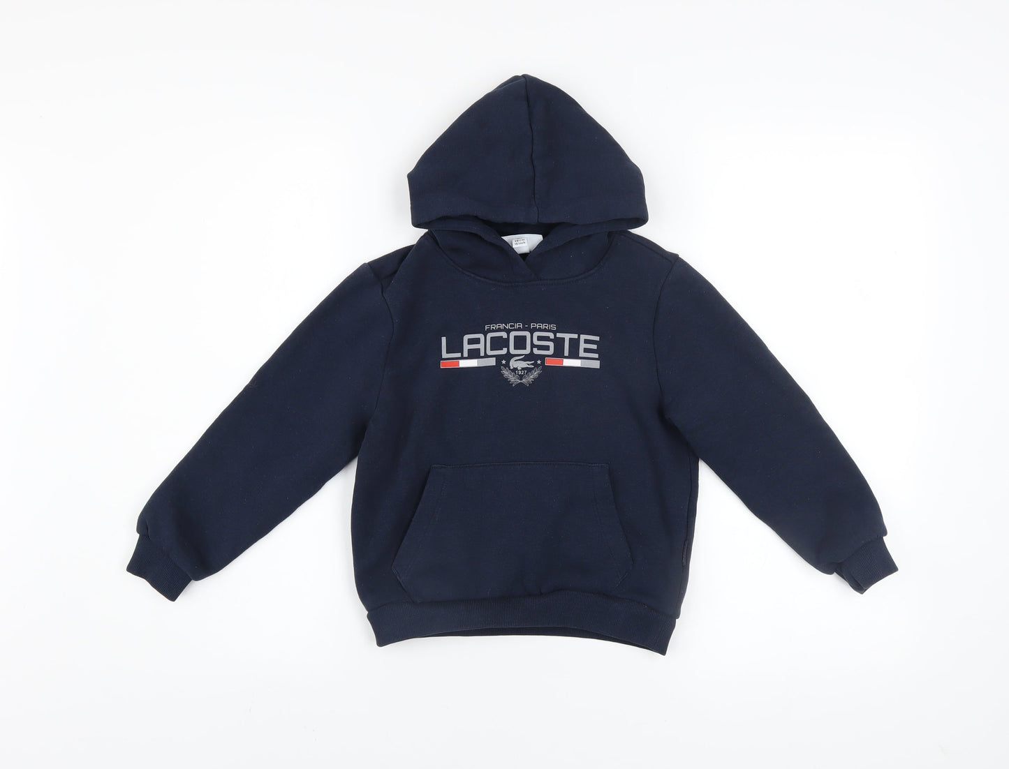 Lacoste Boys Blue Slim Fit Pullover Hoodie 6 Years Logo Fleece Sweatshirt