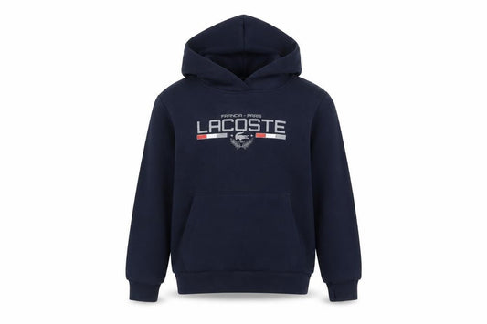 Lacoste Boys Blue Slim Fit Pullover Hoodie 6 Years Logo Fleece Sweatshirt