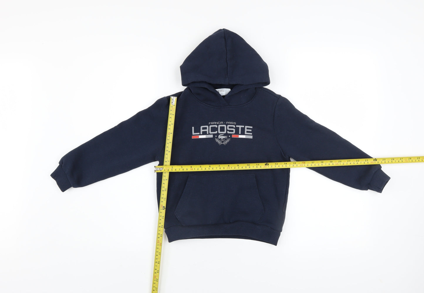 Lacoste Boys Blue Slim Fit Pullover Hoodie 6 Years Logo Fleece Sweatshirt