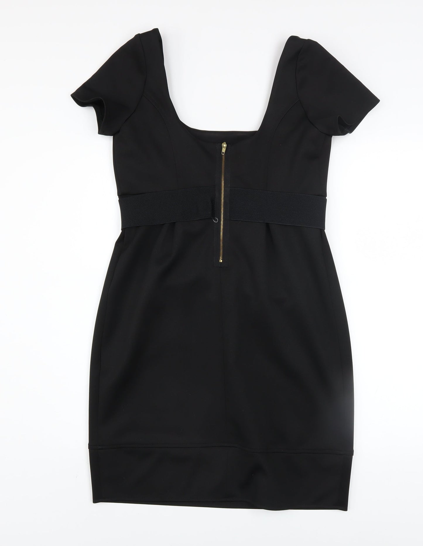 River Island Women’s Black Belted Bodycon Knee Length Dress Size 10