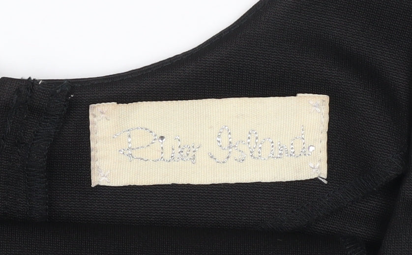 River Island Women’s Black Belted Bodycon Knee Length Dress Size 10