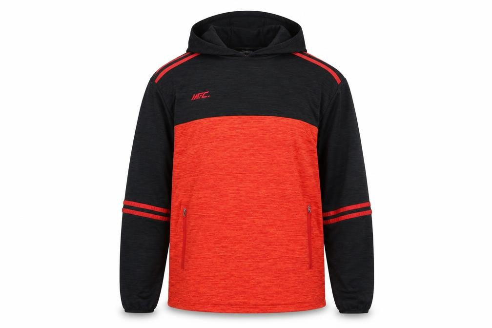 MFC Mens Red Black Pullover Sports Hoodie Medium Lightweight Gym Top