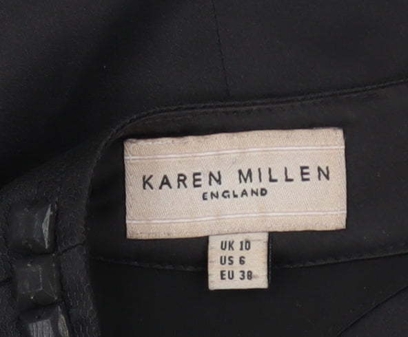 Karen Millen Women Black Size 10 Sleeveless Beaded Sheath Dress