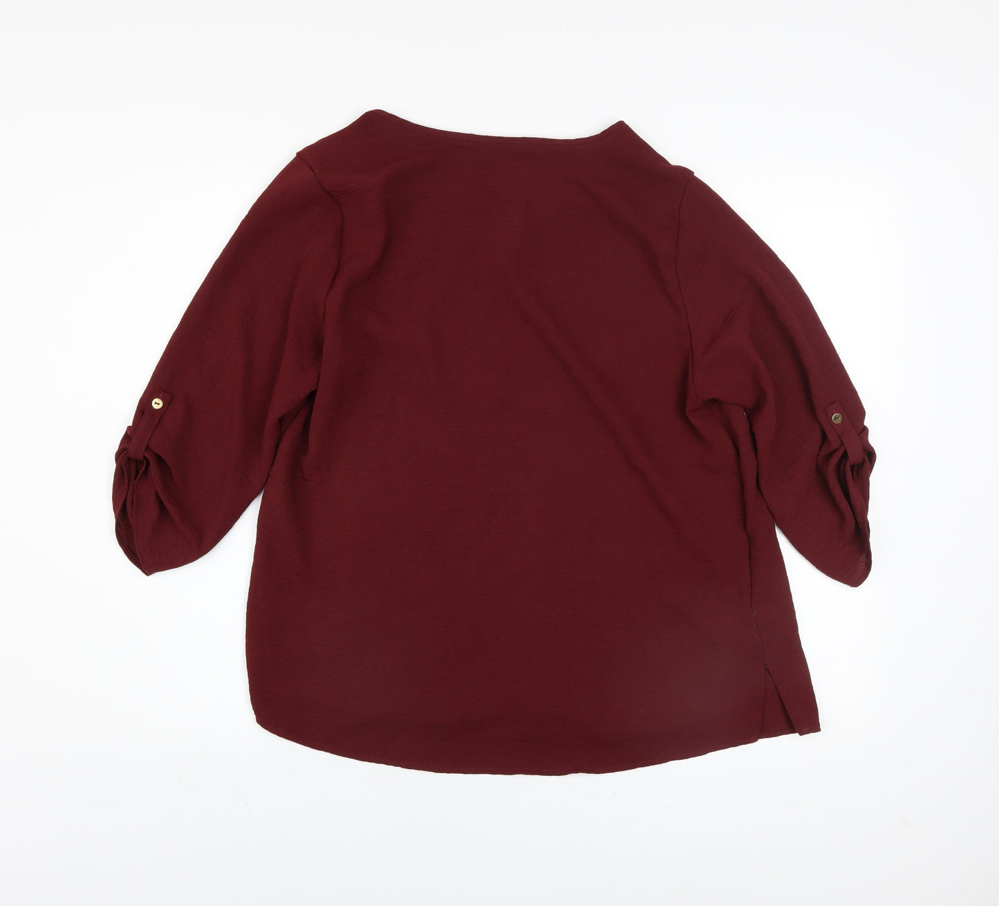 Body & Soul Women's Red 3/4 Sleeve V-Neck Blouse Size M