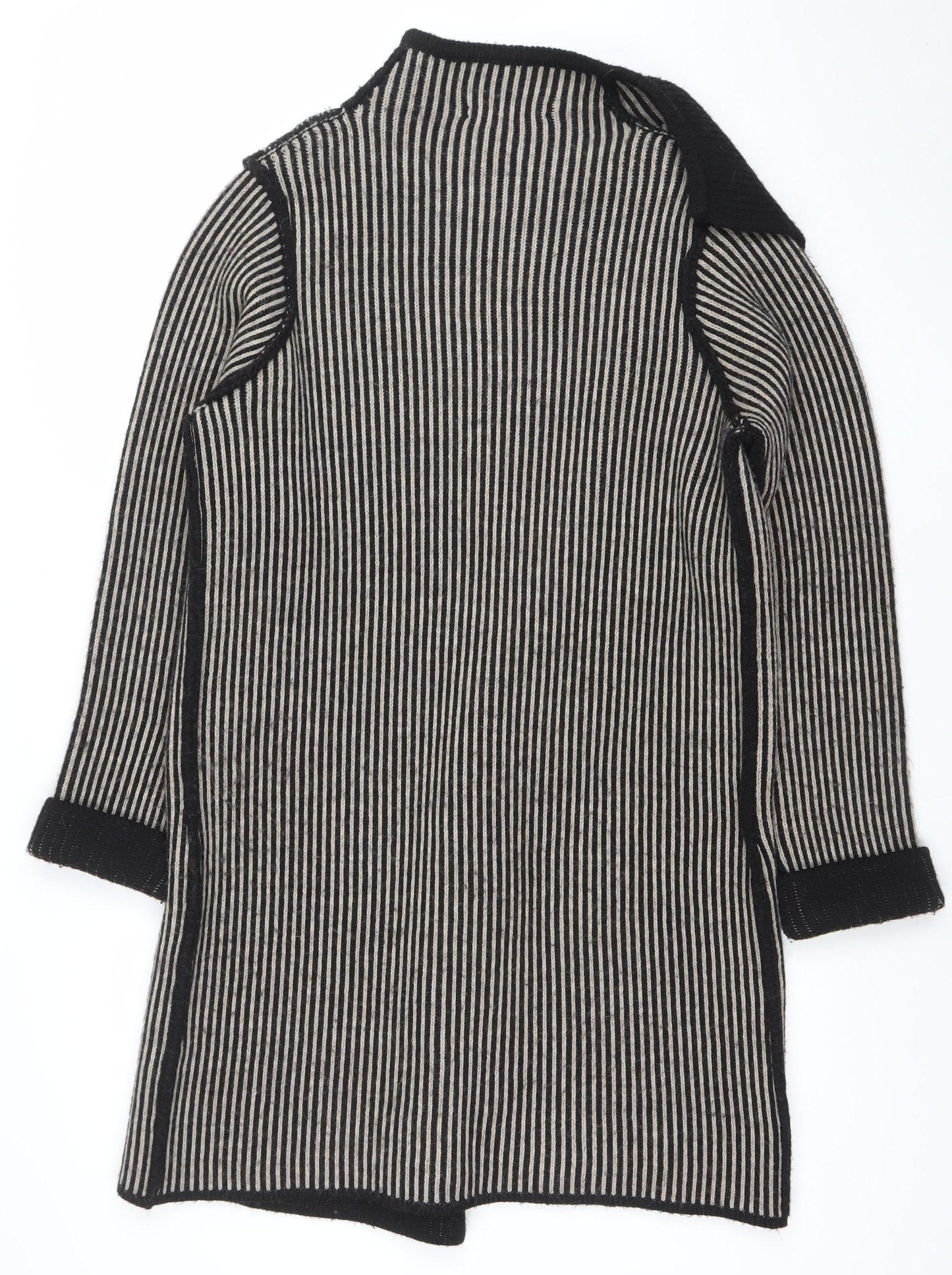Cocogio Womens Black Striped Long Sleeve Open Cardigan UK 14