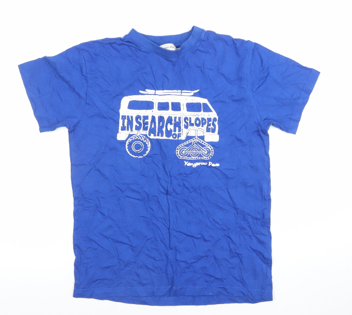 Kangaroo Poo Boys Blue Graphic T-Shirt 11-12 Years Cotton Casual Top