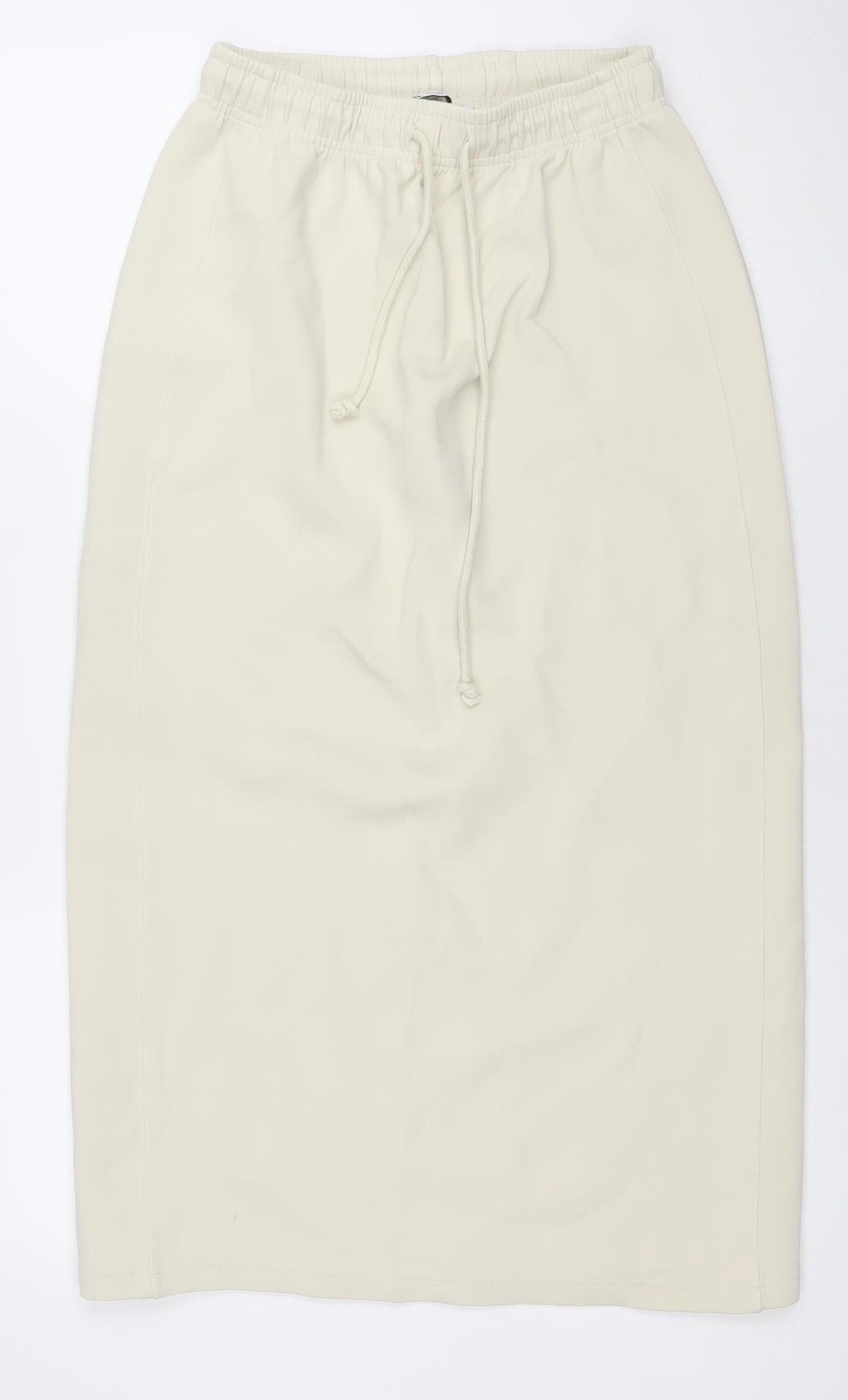 Zara Women Beige Cotton Blend Knee Length Pencil Skirt S