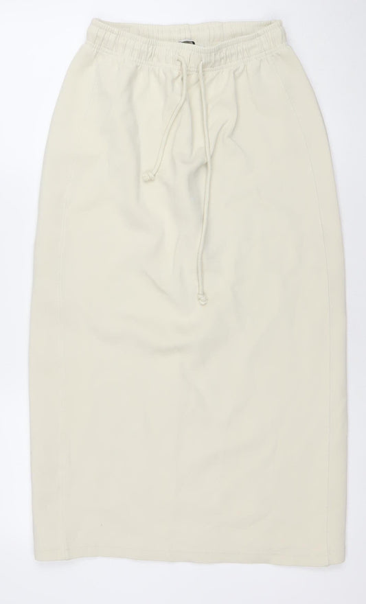 Zara Women Beige Cotton Blend Knee Length Pencil Skirt S