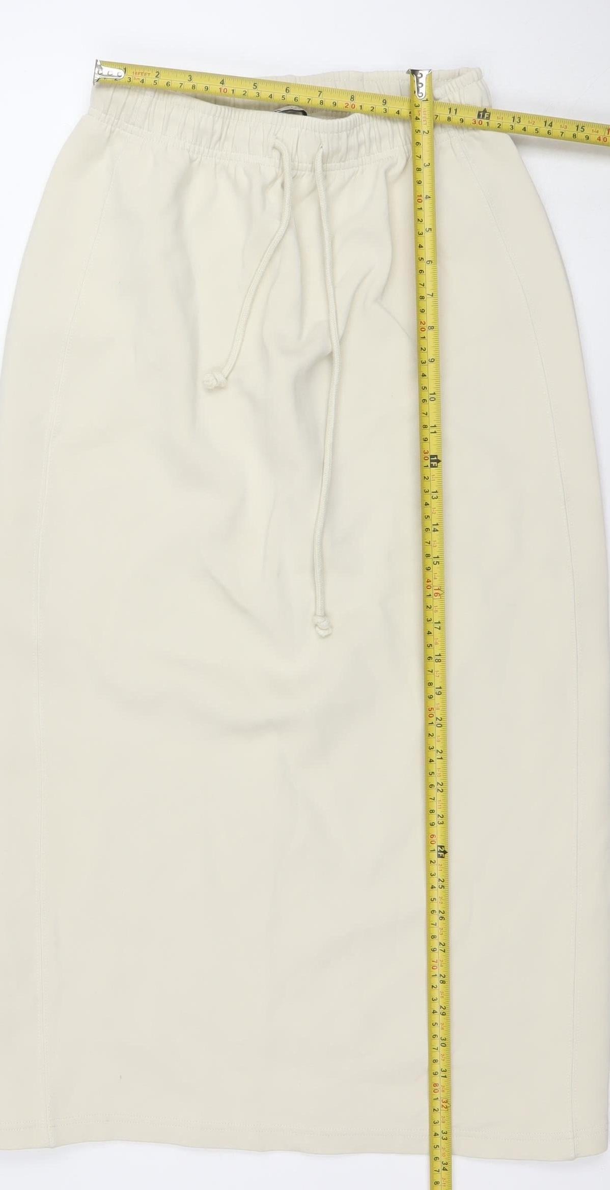 Zara Women Beige Cotton Blend Knee Length Pencil Skirt S