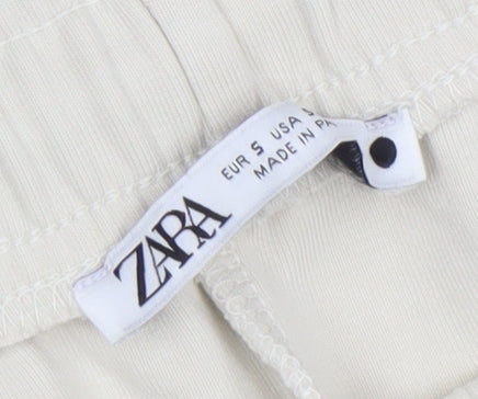 Zara Women Beige Cotton Blend Knee Length Pencil Skirt S