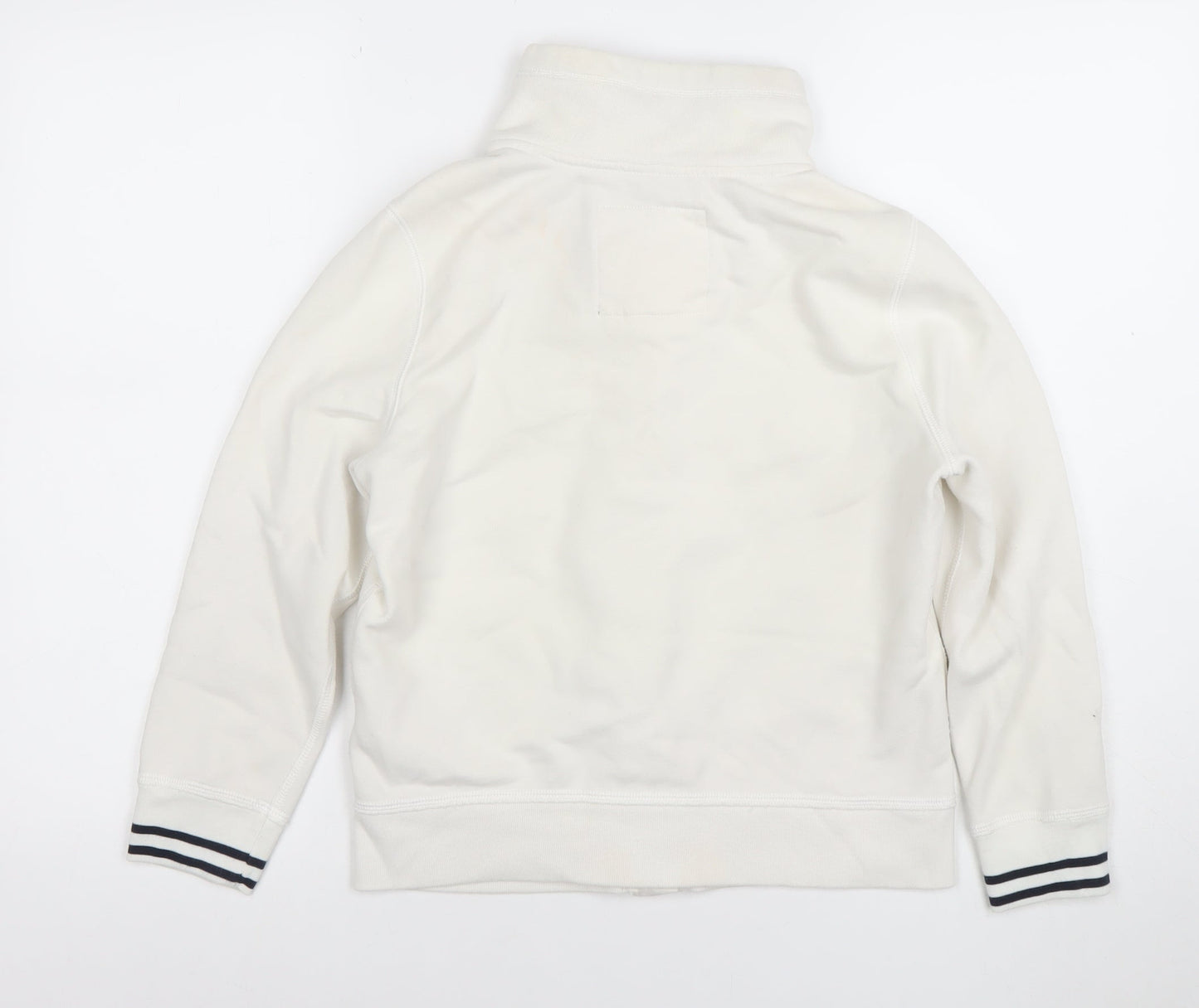 Hollister Girls White L Button Cardigan Sweatshirt High Neck Logo Top