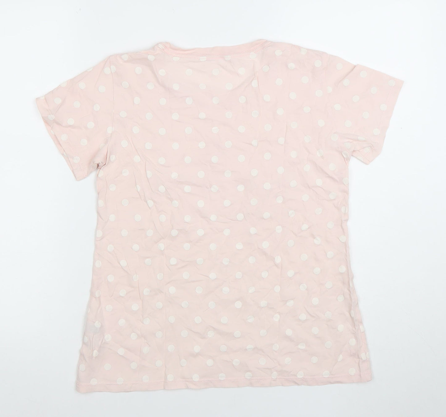 Kate Spade Women Pink Polka Dot Crew Neck Cotton T-Shirt Size S