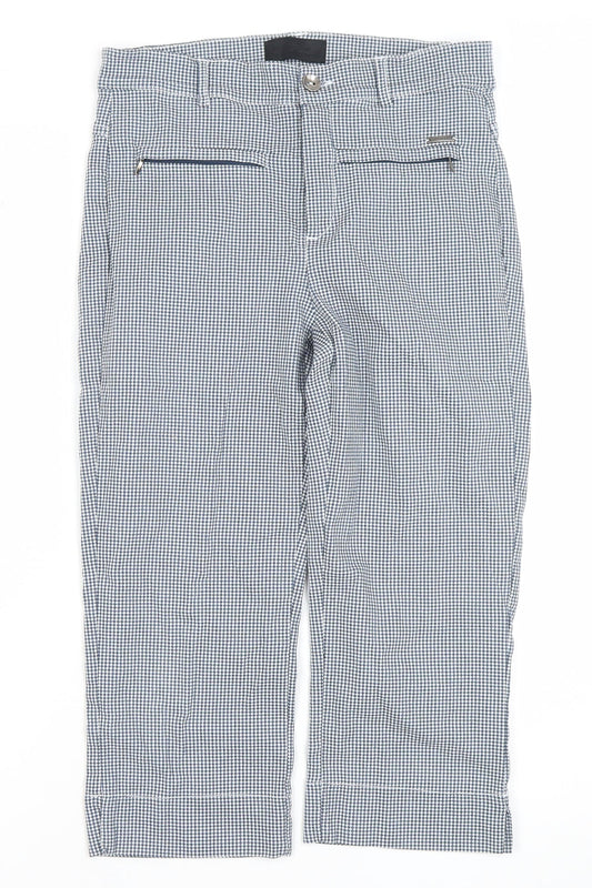 C.RO Womens Blue Check Cropped Slim Trousers Size 10