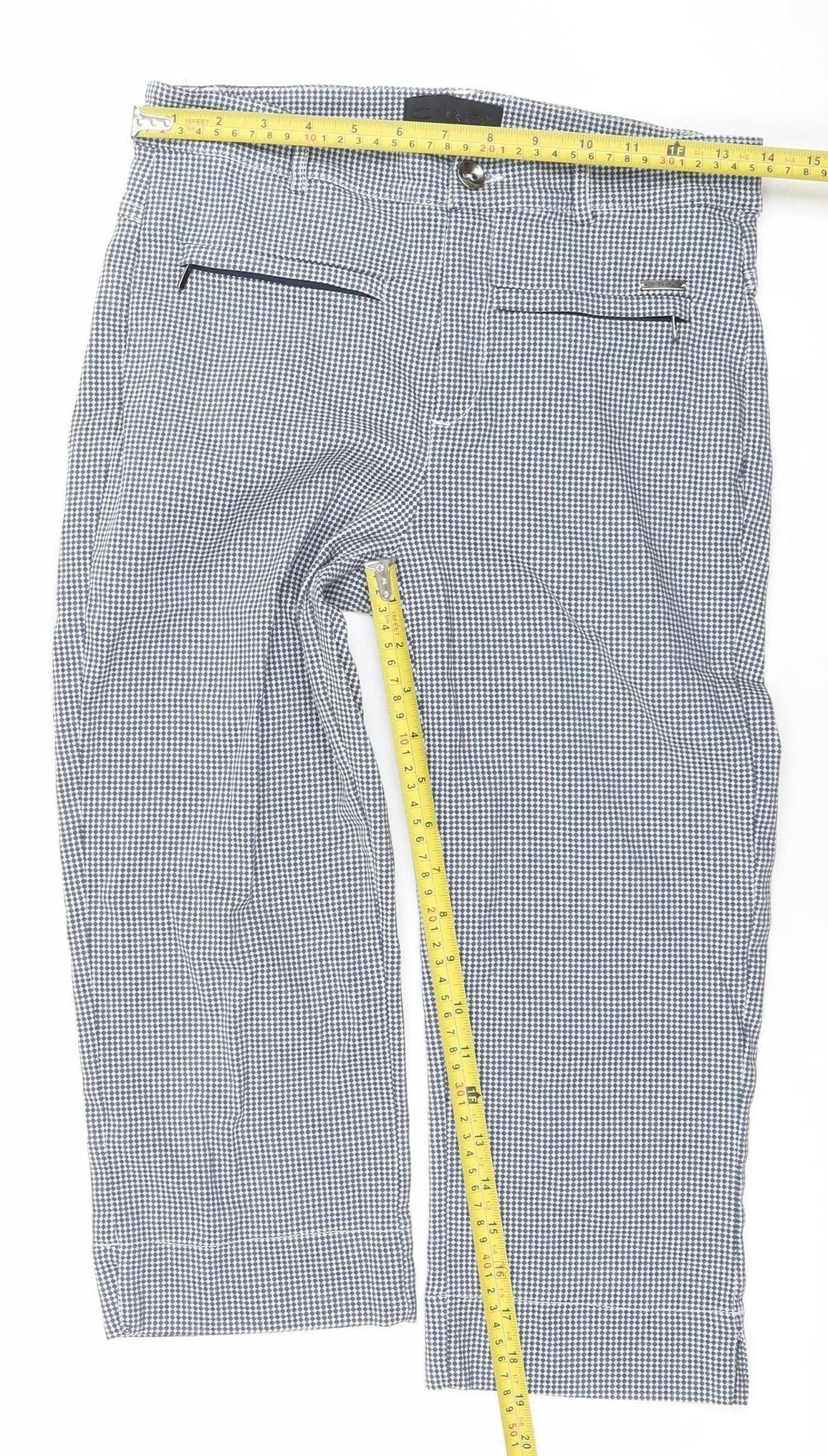C.RO Womens Blue Check Cropped Slim Trousers Size 10
