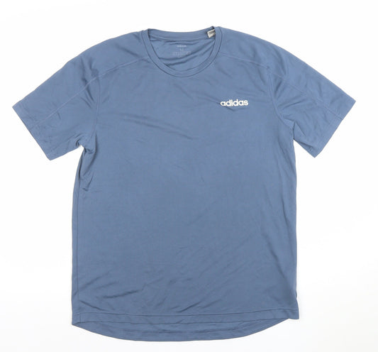 adidas Mens Blue Climalite T-Shirt Medium Active Gym Top