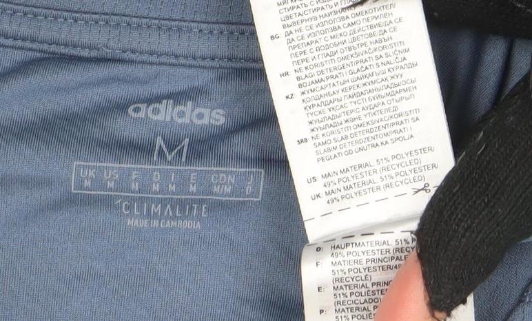 adidas Mens Blue Climalite T-Shirt Medium Active Gym Top