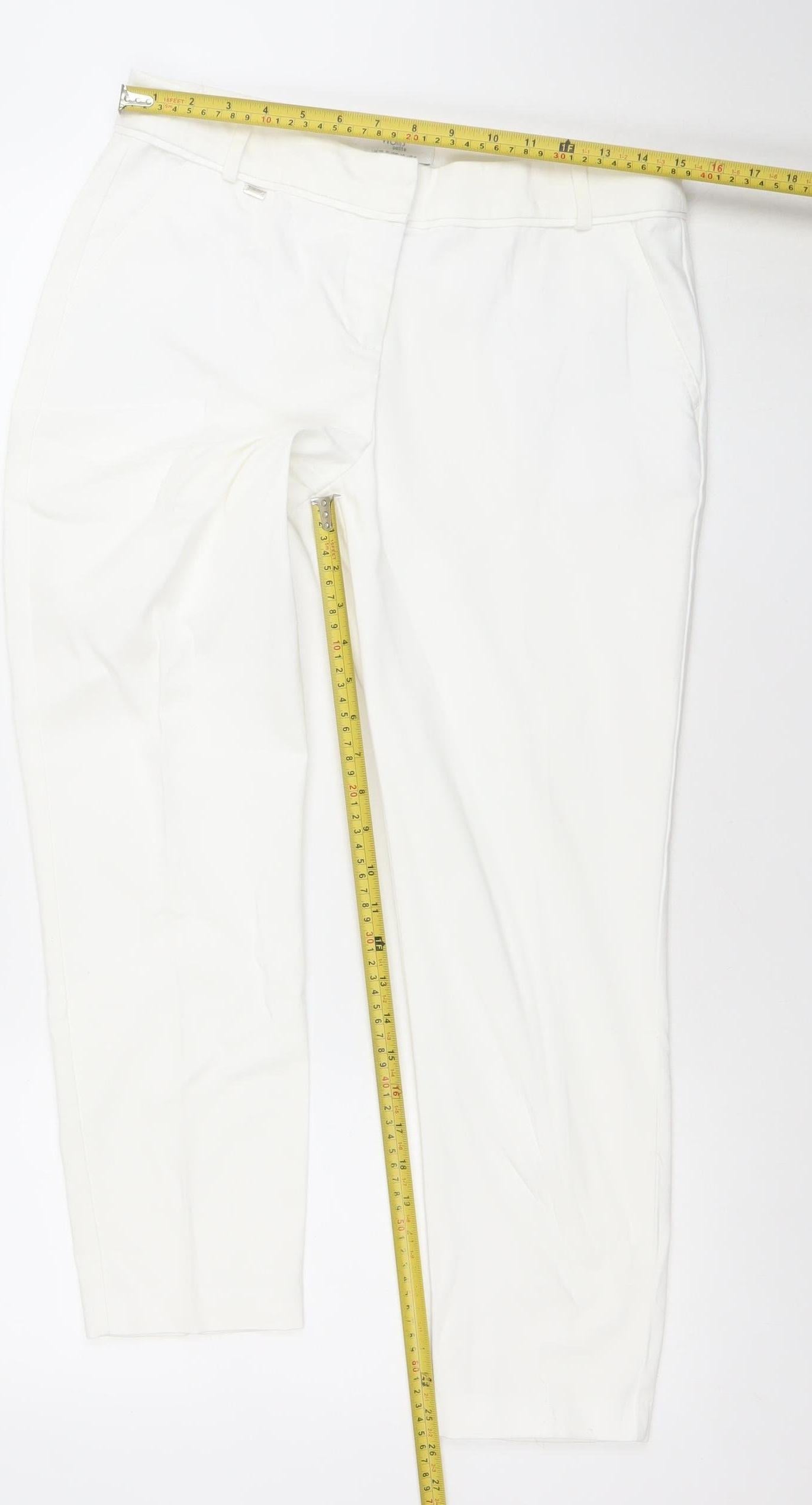 Wallis Women White Straight Stretch Jeans Size 12 Regular Fit