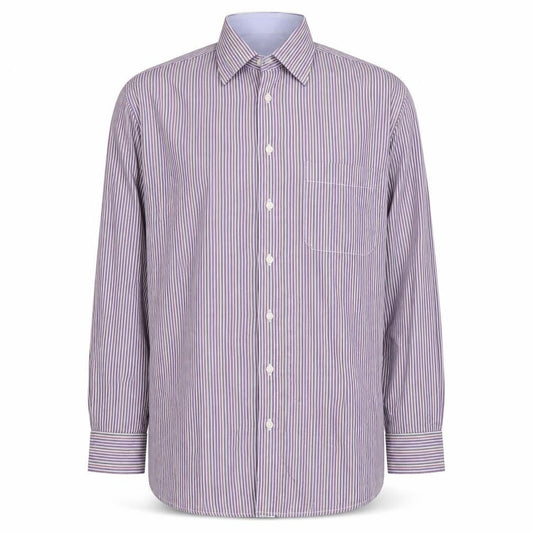 Lorenzo Calvino Men's Purple Striped Long Sleeve Button-Up Shirt L 41 Easy Care