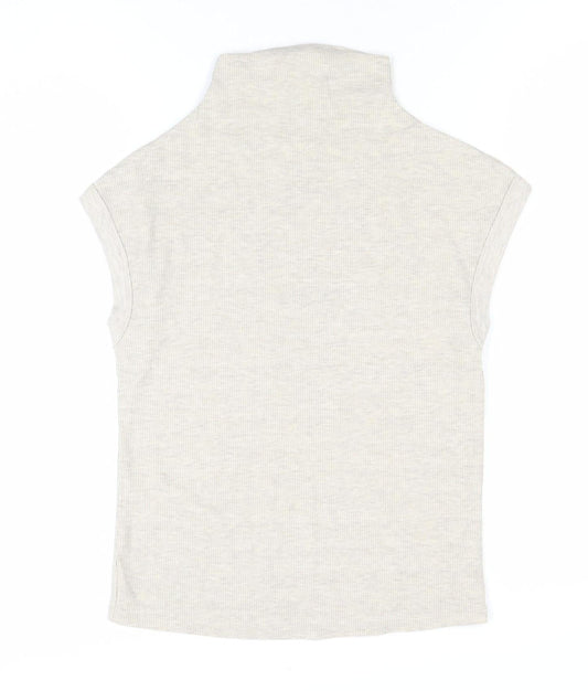 River Island Womens Beige Roll Neck Sleeveless Jersey Top Size 12