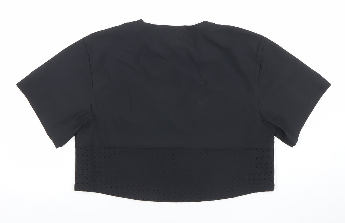 Ellesse Womens Black Cropped Logo Activewear T-Shirt Size 10