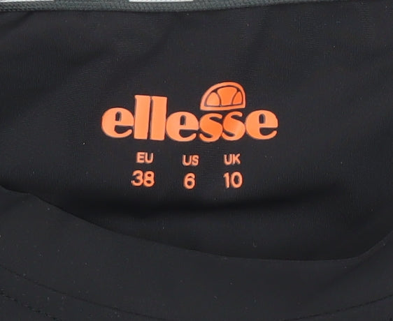 Ellesse Womens Black Cropped Logo Activewear T-Shirt Size 10