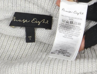 Phase Eight Women's Grey Wool Blend Roll Neck Jumper Dress Size S