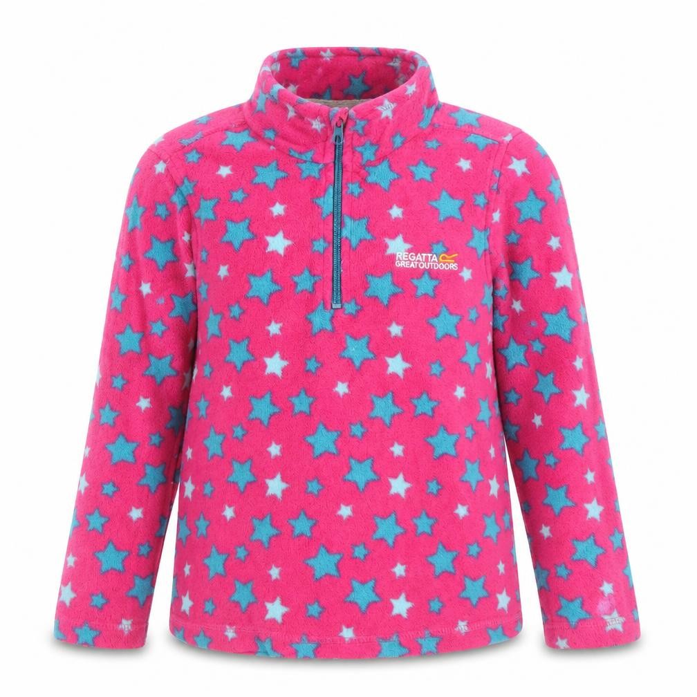 Regatta Girls Pink Star Fleece 1/2 Zip Sweatshirt - 7 Years