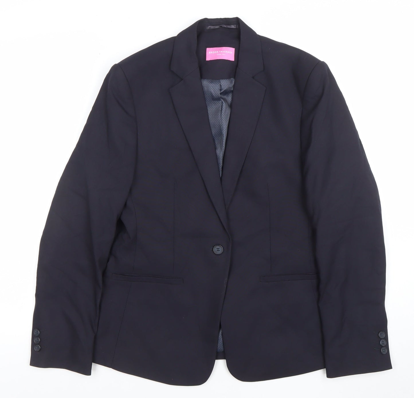 Brook Taverner Women's Black 12 Regular One-Button Blazer Jacket
