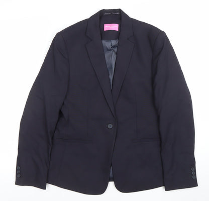 Brook Taverner Women's Black 12 Regular One-Button Blazer Jacket
