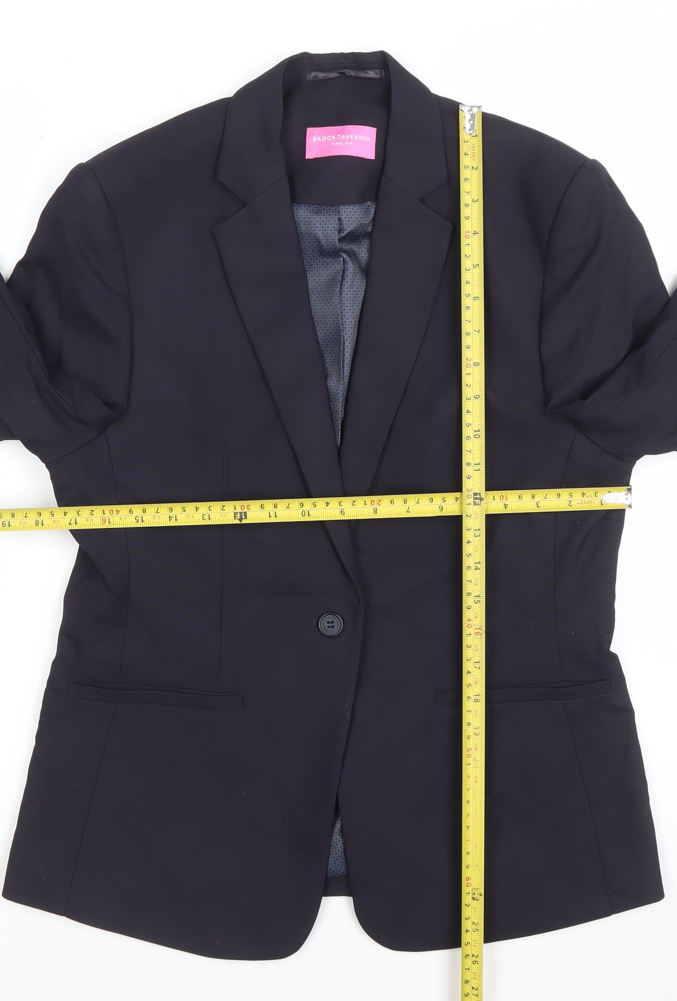 Brook Taverner Women's Black 12 Regular One-Button Blazer Jacket