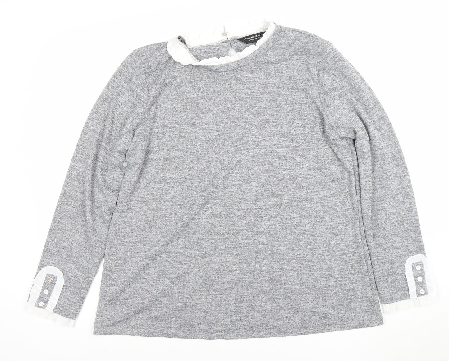 Dorothy Perkins Women’s Grey Ruffle Crew Neck Pullover Jumper Size 18