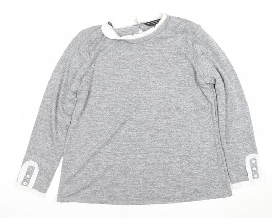 Dorothy Perkins Women’s Grey Ruffle Crew Neck Pullover Jumper Size 18