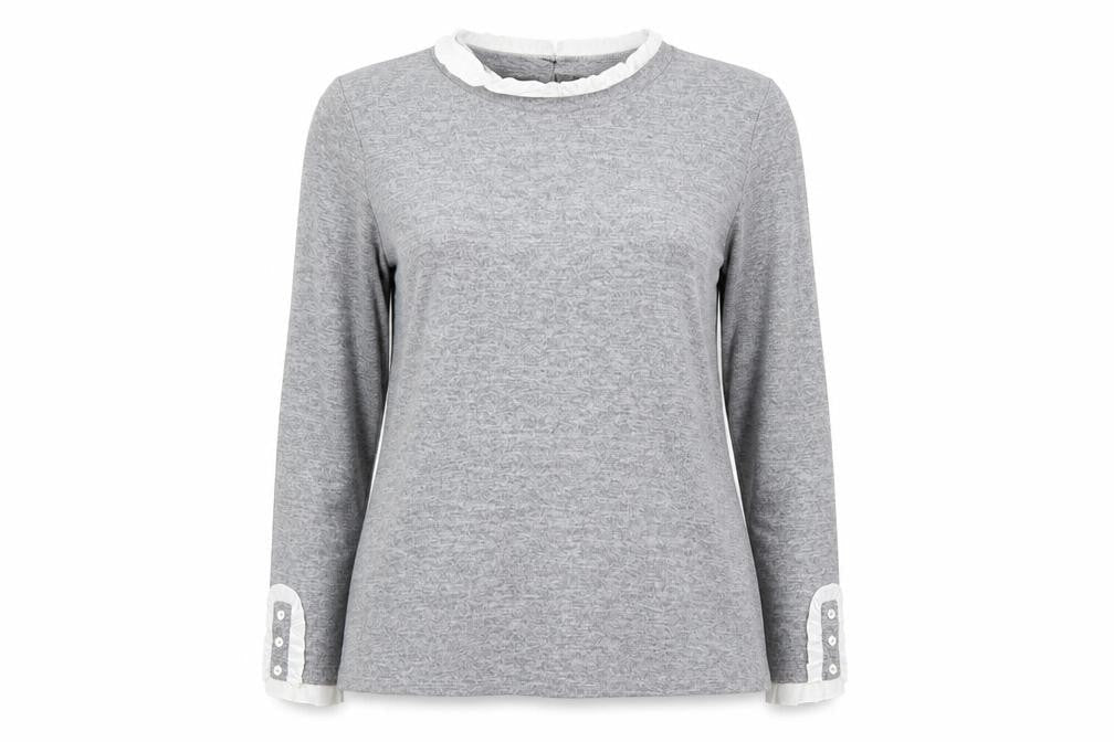 Dorothy Perkins Women’s Grey Ruffle Crew Neck Pullover Jumper Size 18