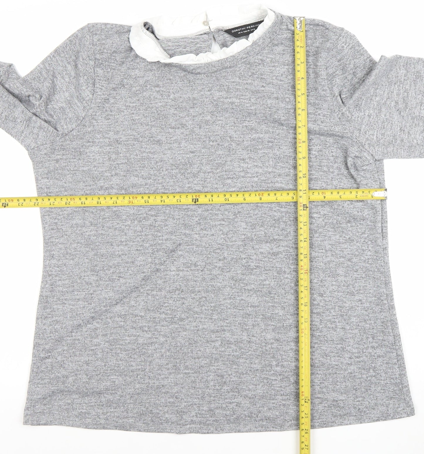 Dorothy Perkins Women’s Grey Ruffle Crew Neck Pullover Jumper Size 18