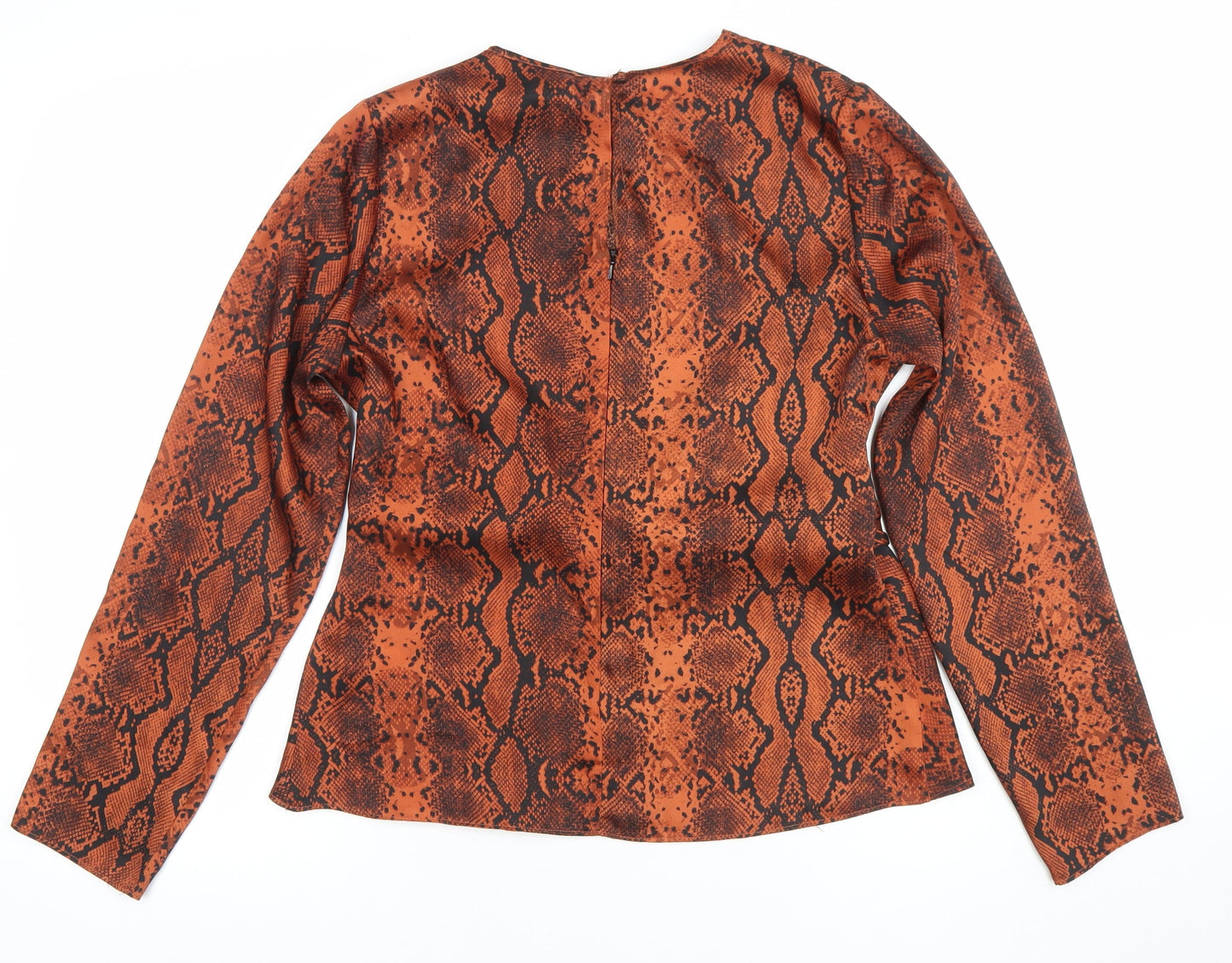 Primark Women’s Orange Snake Print Wrap Blouse UK 12 Long Sleeve Polyester