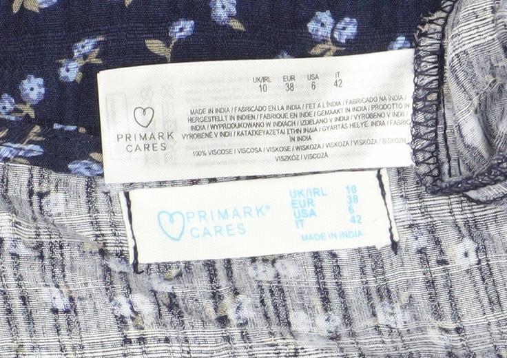 Primark Womens Blue Floral Viscose Knee Length A-Line Dress Size 10