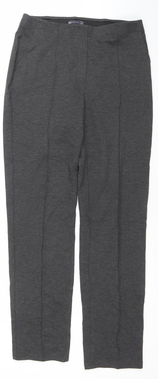 Marks and Spencer Womens Grey Slim Trousers Size 10 Long
