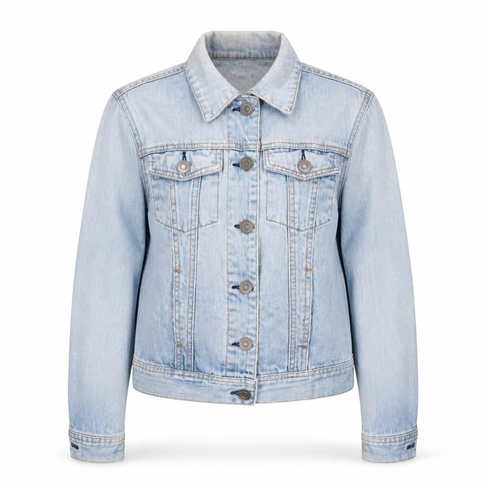Denim Co. Women's Blue Denim Basic Jacket Size 8 Casual Style