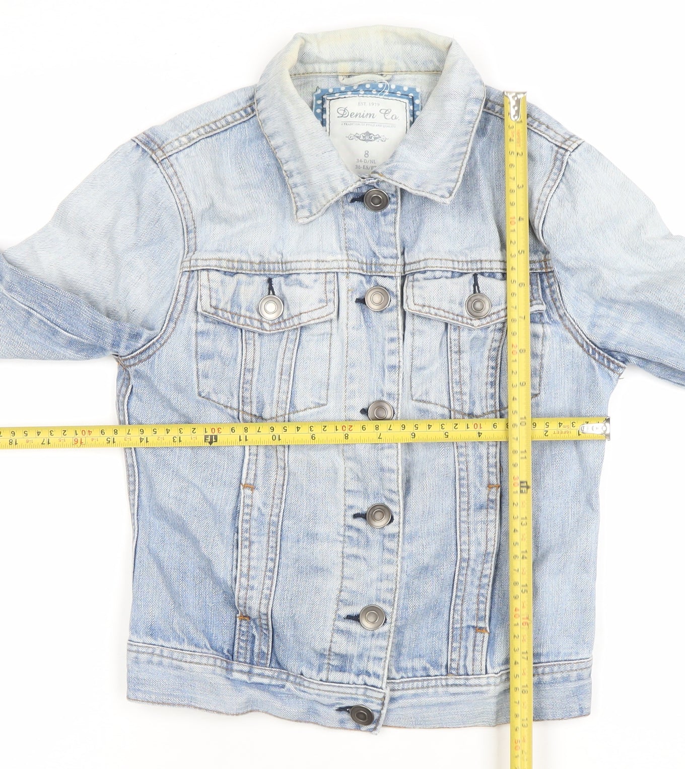 Denim Co. Women's Blue Denim Basic Jacket Size 8 Casual Style